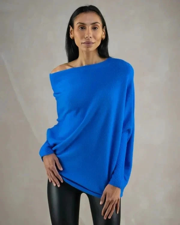 RenateGlow | Women's Asymmetric Off-Shoulder Sweater – Stylish and Elegant for Every Occasion