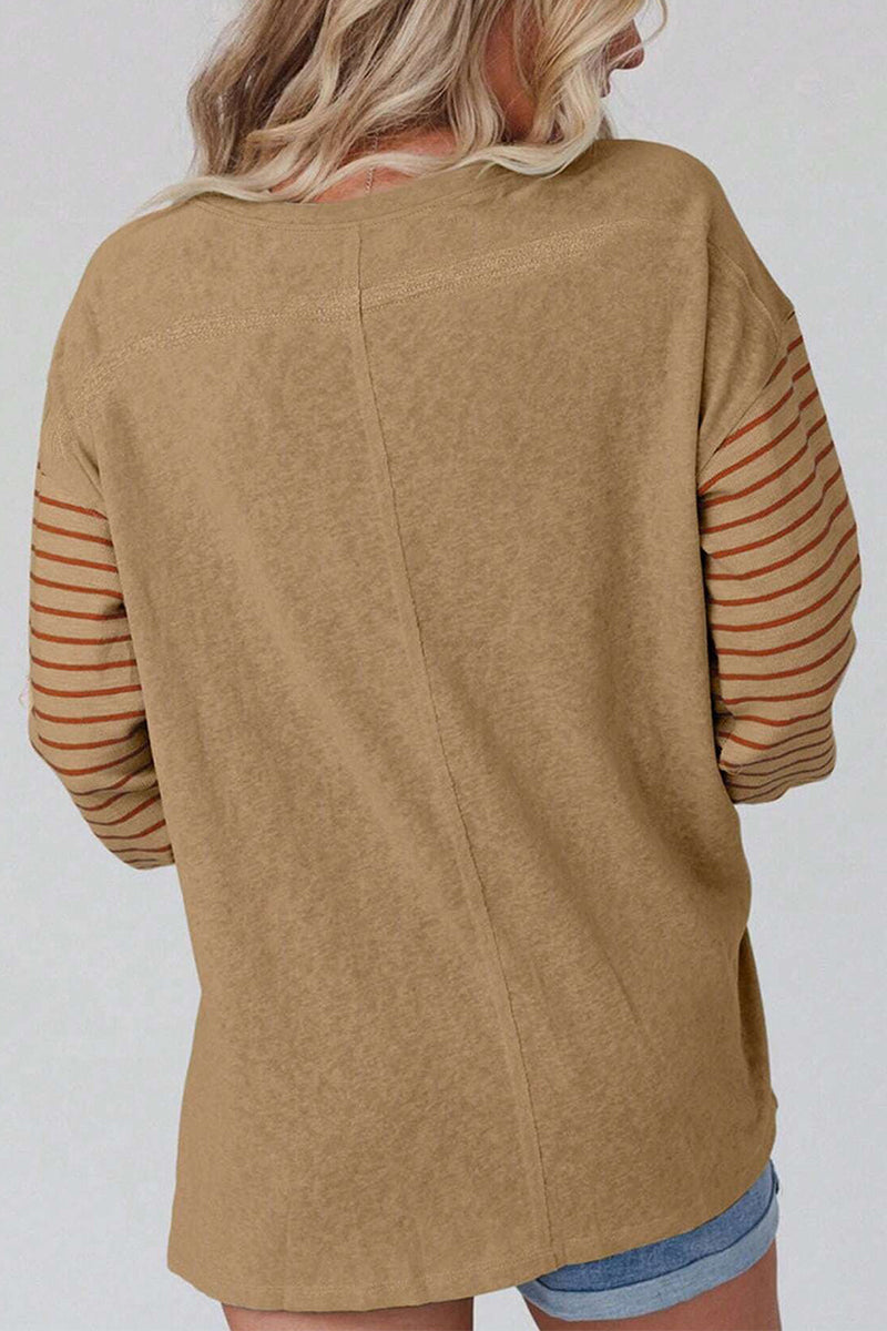 Asymira | Casual Knit Sweater with Striped Sleeves