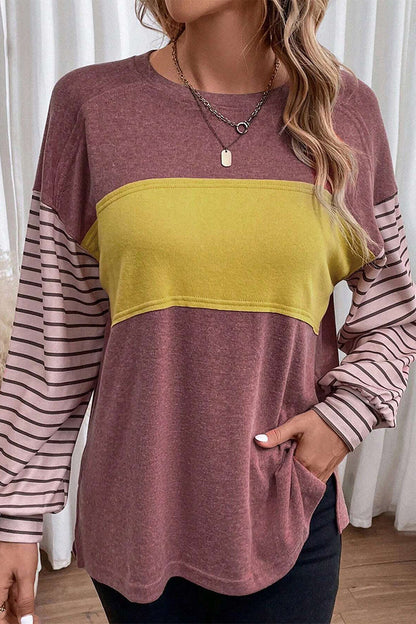 Asymira | Casual Knit Sweater with Striped Sleeves