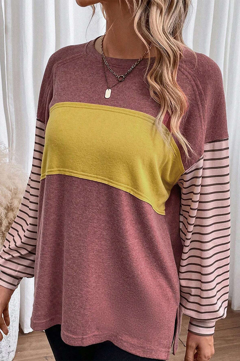 Asymira | Casual Knit Sweater with Striped Sleeves