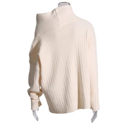 Sivora | Women’s Knitted Sweater with Asymmetrical Collar and Ribbed Pattern