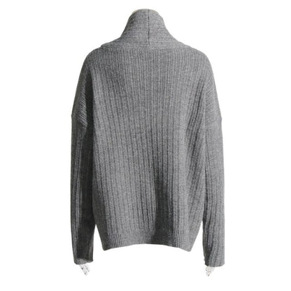 Sivora | Women’s Knitted Sweater with Asymmetrical Collar and Ribbed Pattern