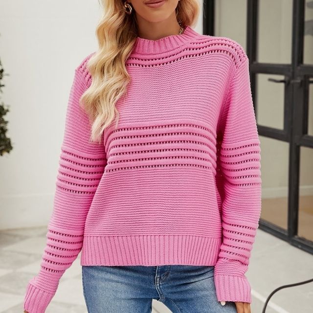 Fivani | Solid Knit Sweater with Cut-Out Accents