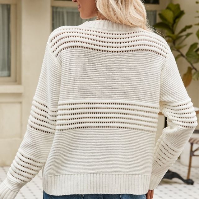 Fivani | Solid Knit Sweater with Cut-Out Accents