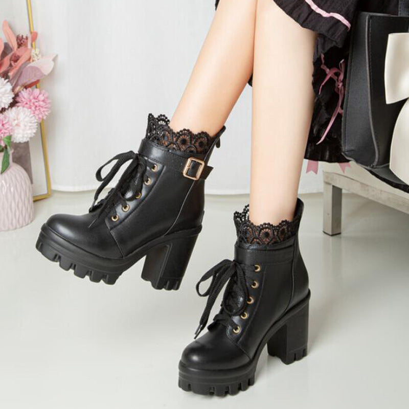 Ravelle | Stylish Lace-Up Boots with Sturdy Heel