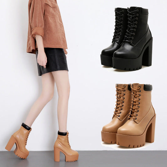 LuxeStride | Stylish High Heel Ankle Boots