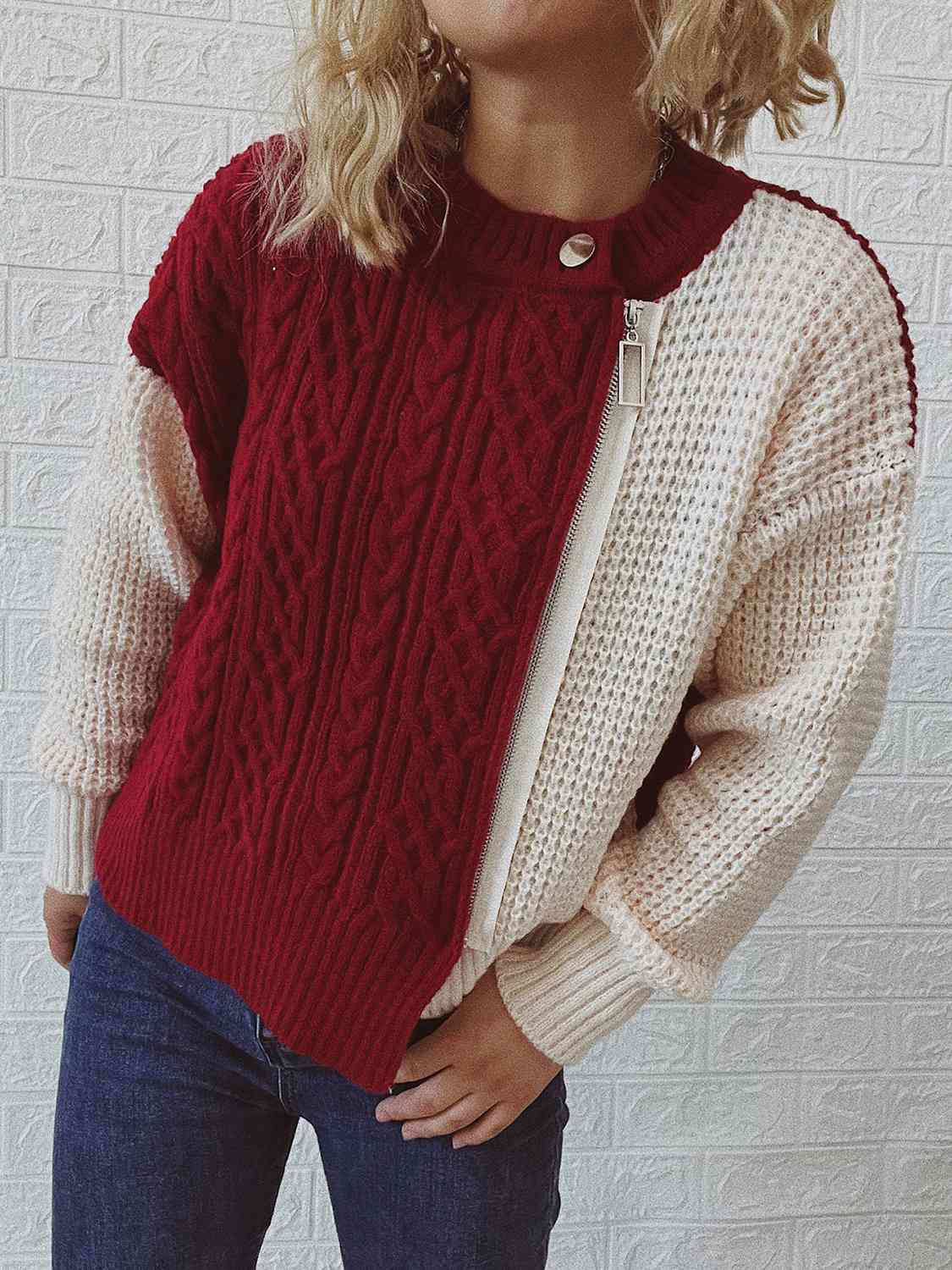 Zippra |  Knitted Sweater with Zipper