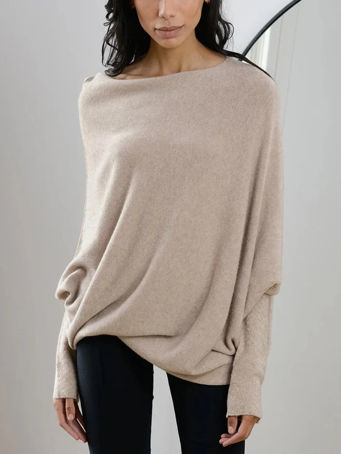 RenateGlow | Women's Asymmetric Off-Shoulder Sweater – Stylish and Elegant for Every Occasion