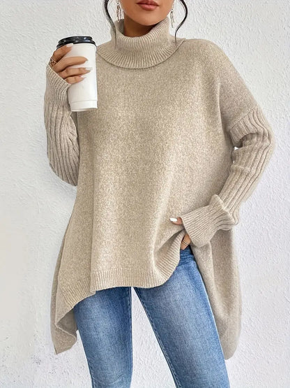 FrostEdge | Stylish turtleneck sweater with dropped hem