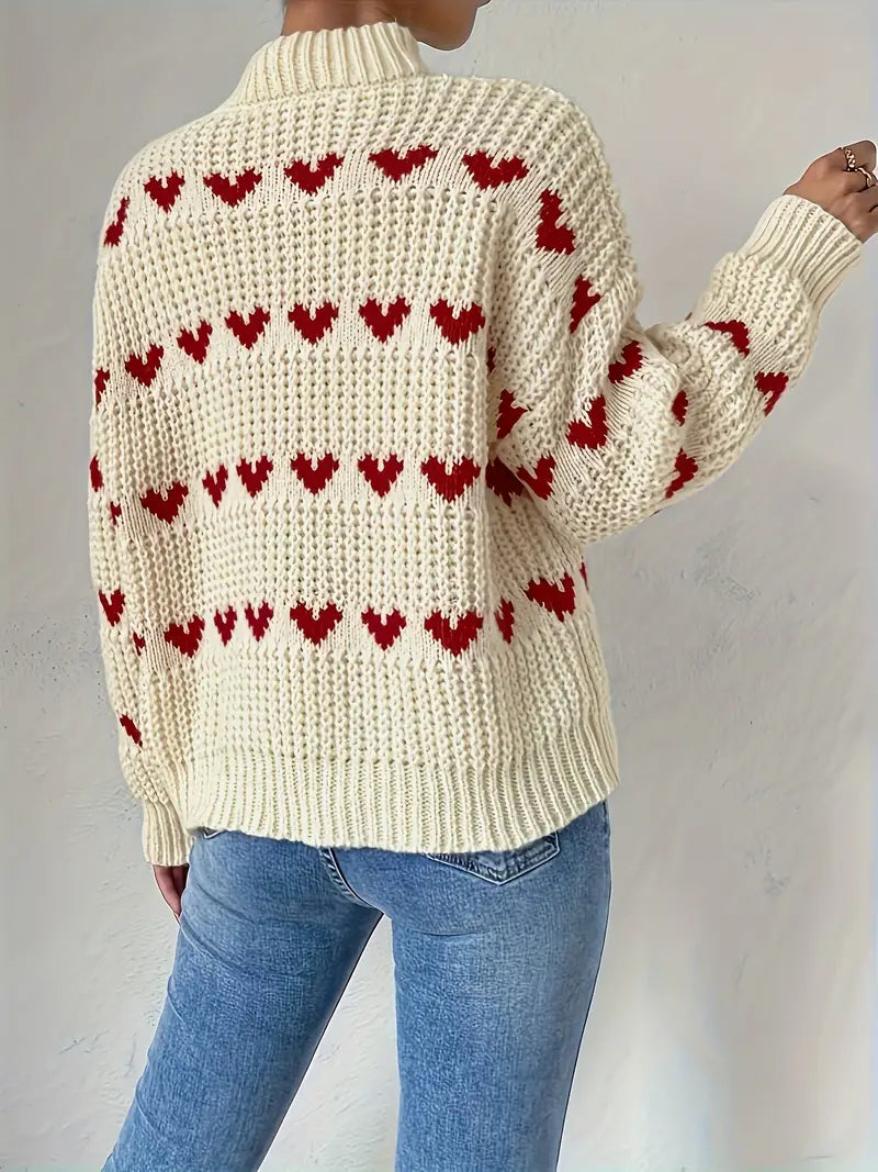 Endless comfort | Cozy heart sweater with a high neckline