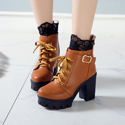 Ravelle | Stylish Lace-Up Boots with Sturdy Heel