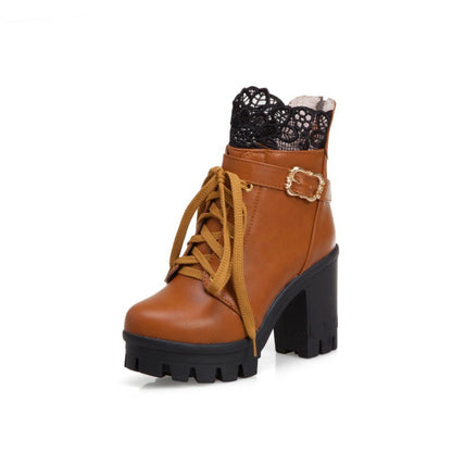 Ravelle | Stylish Lace-Up Boots with Sturdy Heel