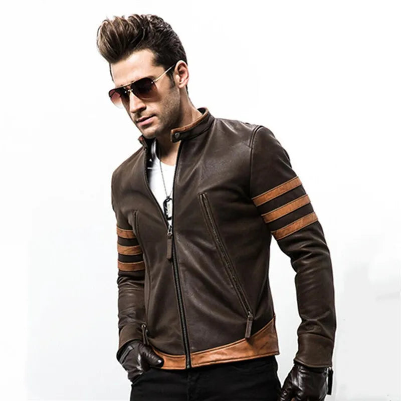 Everett - Elegant Men's Leather Jacket with Unique Design