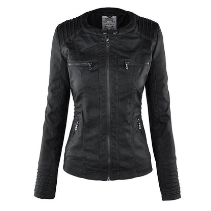 Zenith - Double-Layered Women's Leather Jacket with Hood