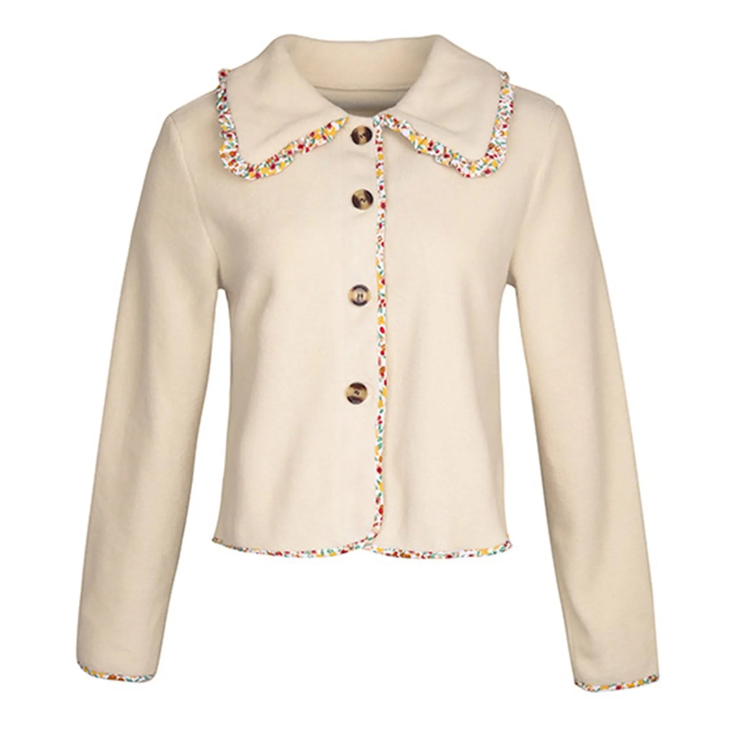 Valara | Linen Short Jacket with Button Placket & Color Accents