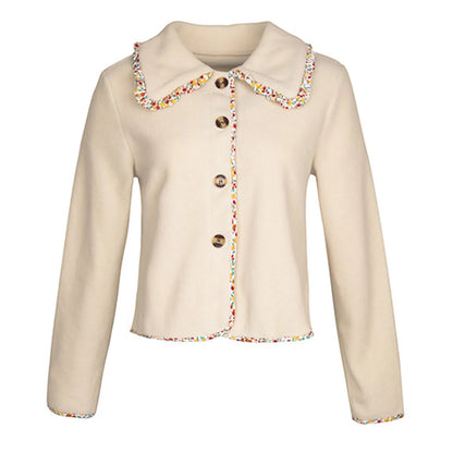 Valara | Linen Short Jacket with Button Placket & Color Accents