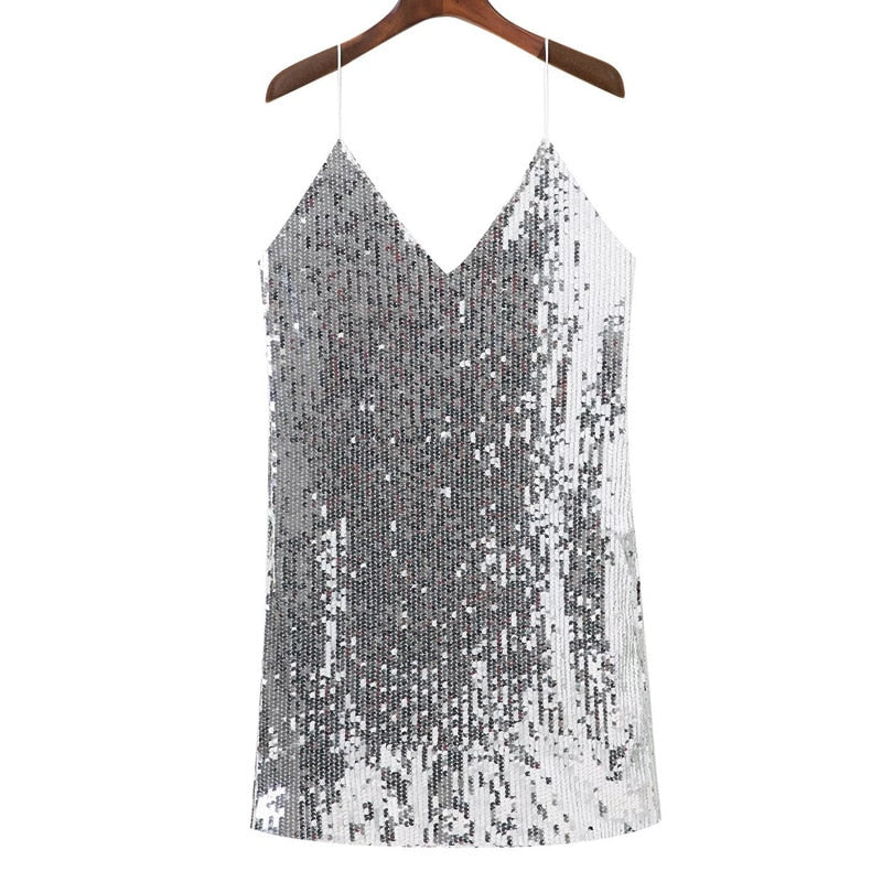 Blissful – Glitter Dress with Spaghetti Straps