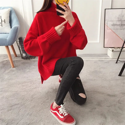 Sable - High-Neck Premium Warm Red Knit Sweater for Women | Cozy and Stylish Winter Wear