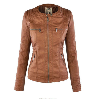 Zenith - Double-Layered Women's Leather Jacket with Hood