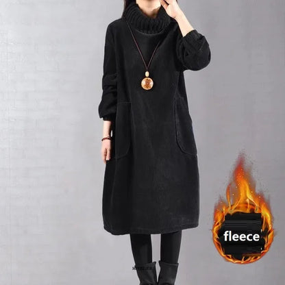 Nova - Patchwork Thick Cord Dress for Women | Stylish and Cozy Winter Wear