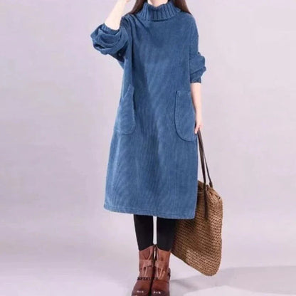 Nova - Patchwork Thick Cord Dress for Women | Stylish and Cozy Winter Wear