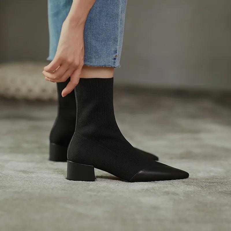 Gleam - Sock Boots with Leather Accent for Women | Stylish and Comfortable Footwear