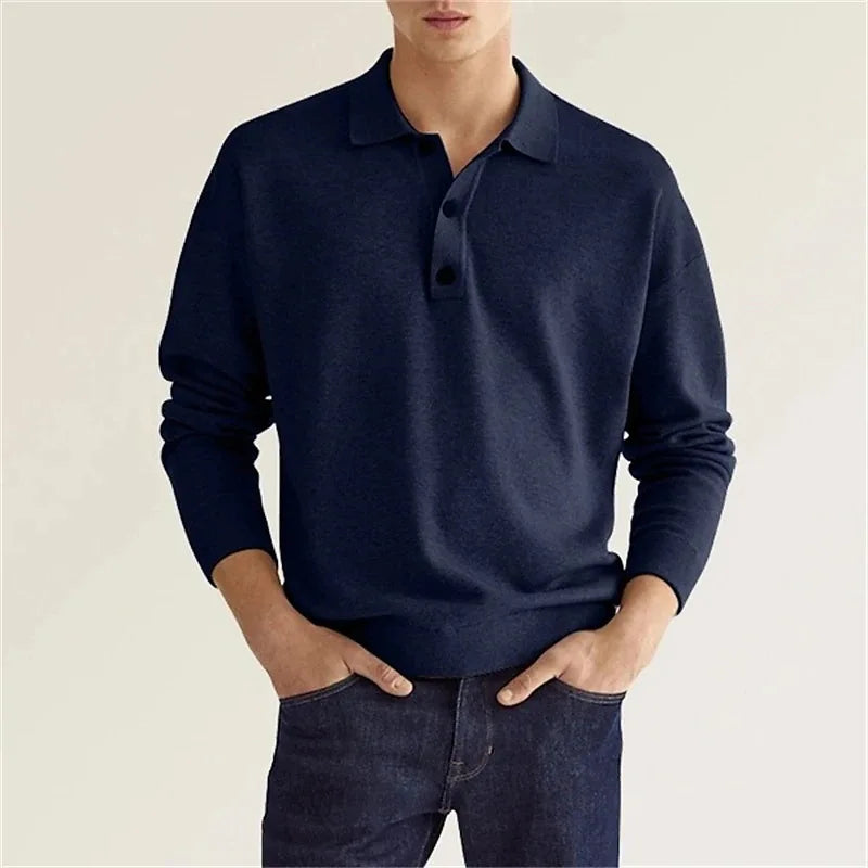 Luca | Men's Cotton Long-Sleeve Polo Shirt