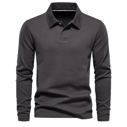 Samuel | Winter cotton long sleeve single-coloured polo shirt for men