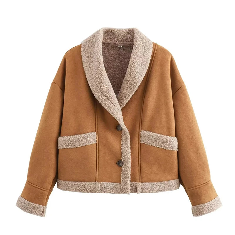 Giovanna | Women's Winter Jacket Made from Faux Shearling, Stylish and Warm with Notched Collar