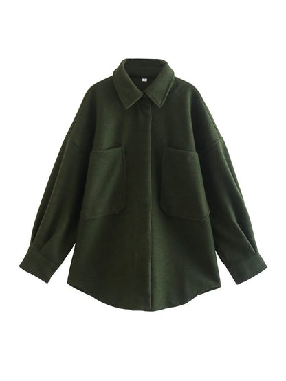 UbyTrends | Women's wool jacket with pockets and long sleeves