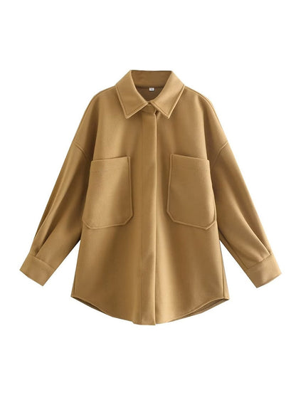 UbyTrends | Women's wool jacket with pockets and long sleeves