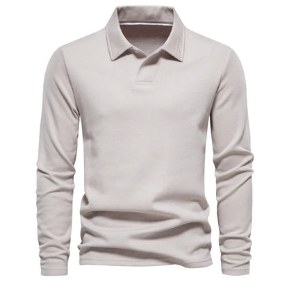 Samuel | Winter cotton long sleeve single-coloured polo shirt for men