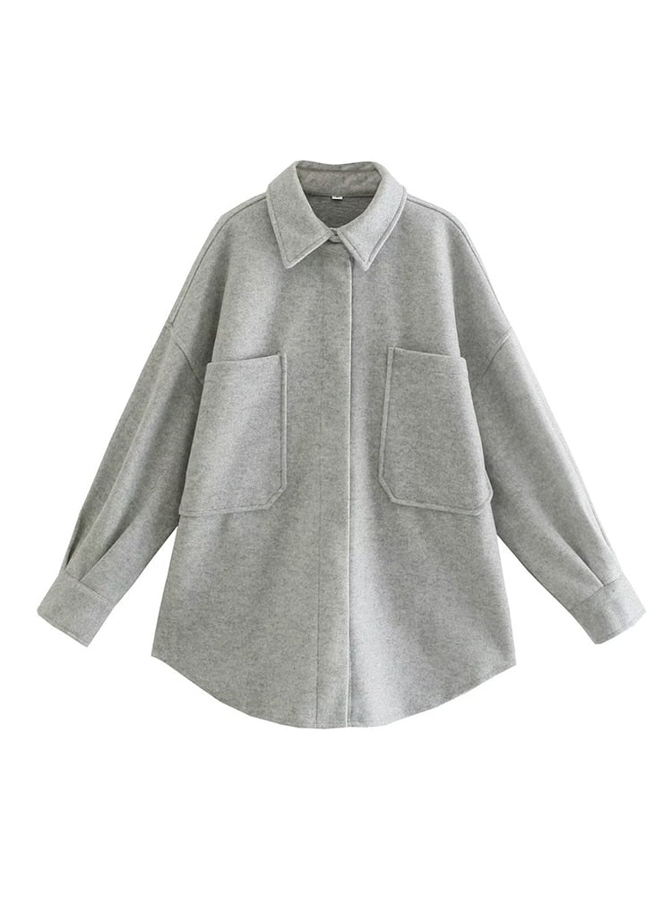 UbyTrends | Women's wool jacket with pockets and long sleeves