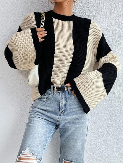 Striovera | Knit Sweater with Stripes and Relaxed Sleeves