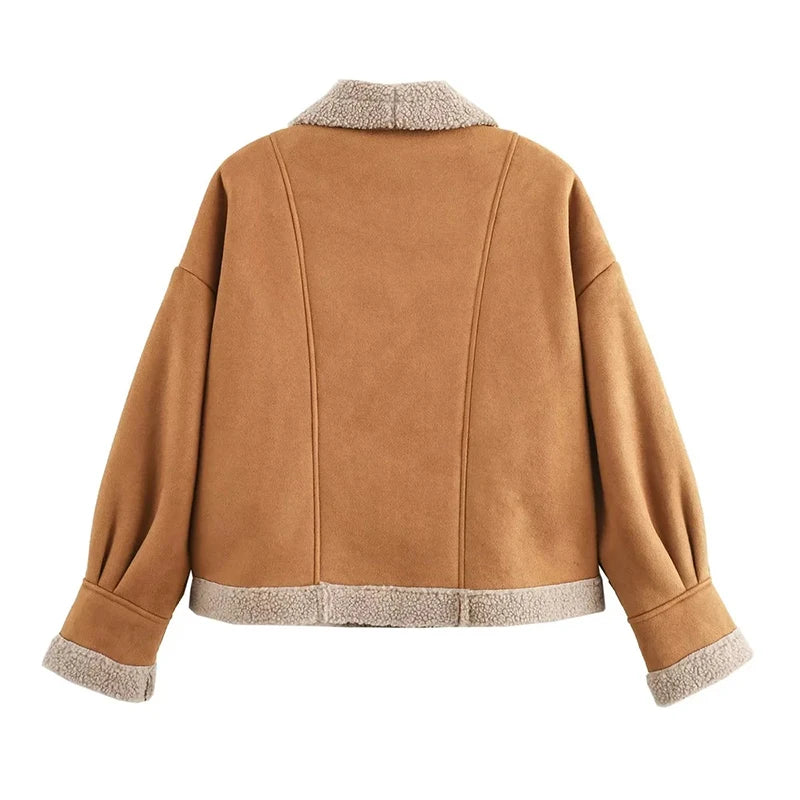 Giovanna | Women's Winter Jacket Made from Faux Shearling, Stylish and Warm with Notched Collar