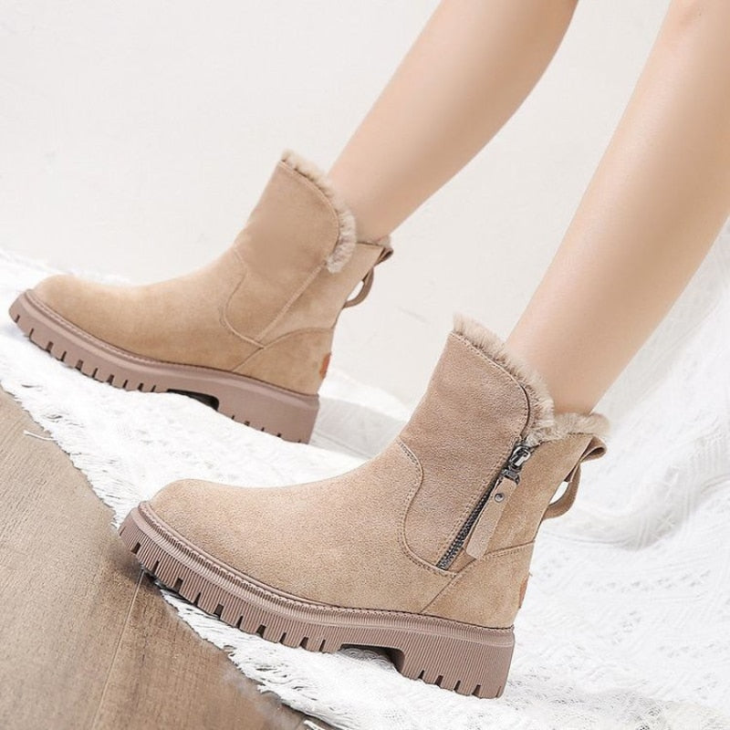 Sophie - Warm winter boots with zipper and fur lining