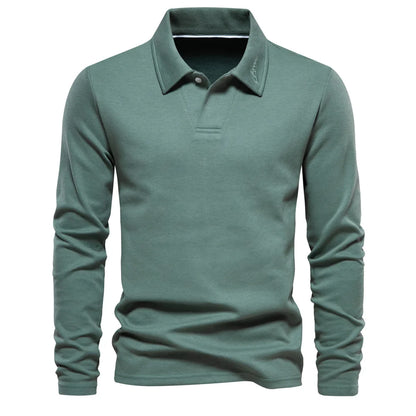 Samuel | Winter cotton long sleeve single-coloured polo shirt for men