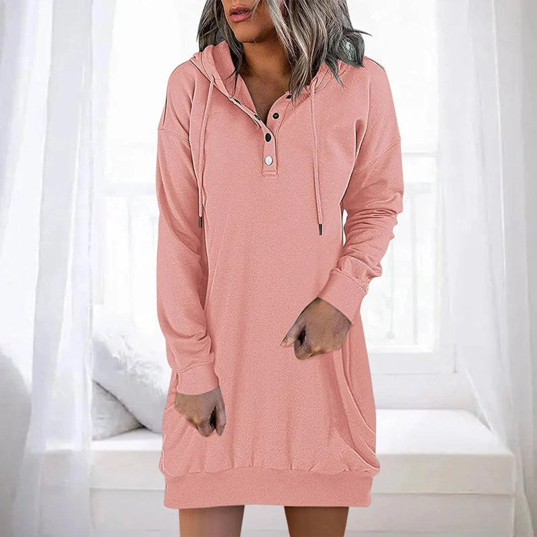 Solstice - Women's Hoodie Dress with Pockets - Long Winter Pullover