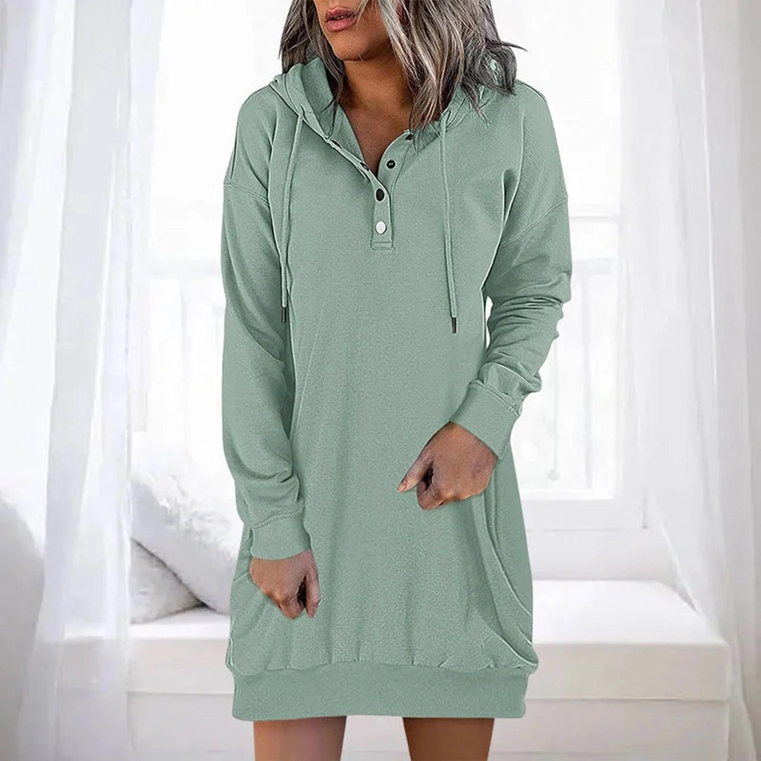 Solstice - Women's Hoodie Dress with Pockets - Long Winter Pullover