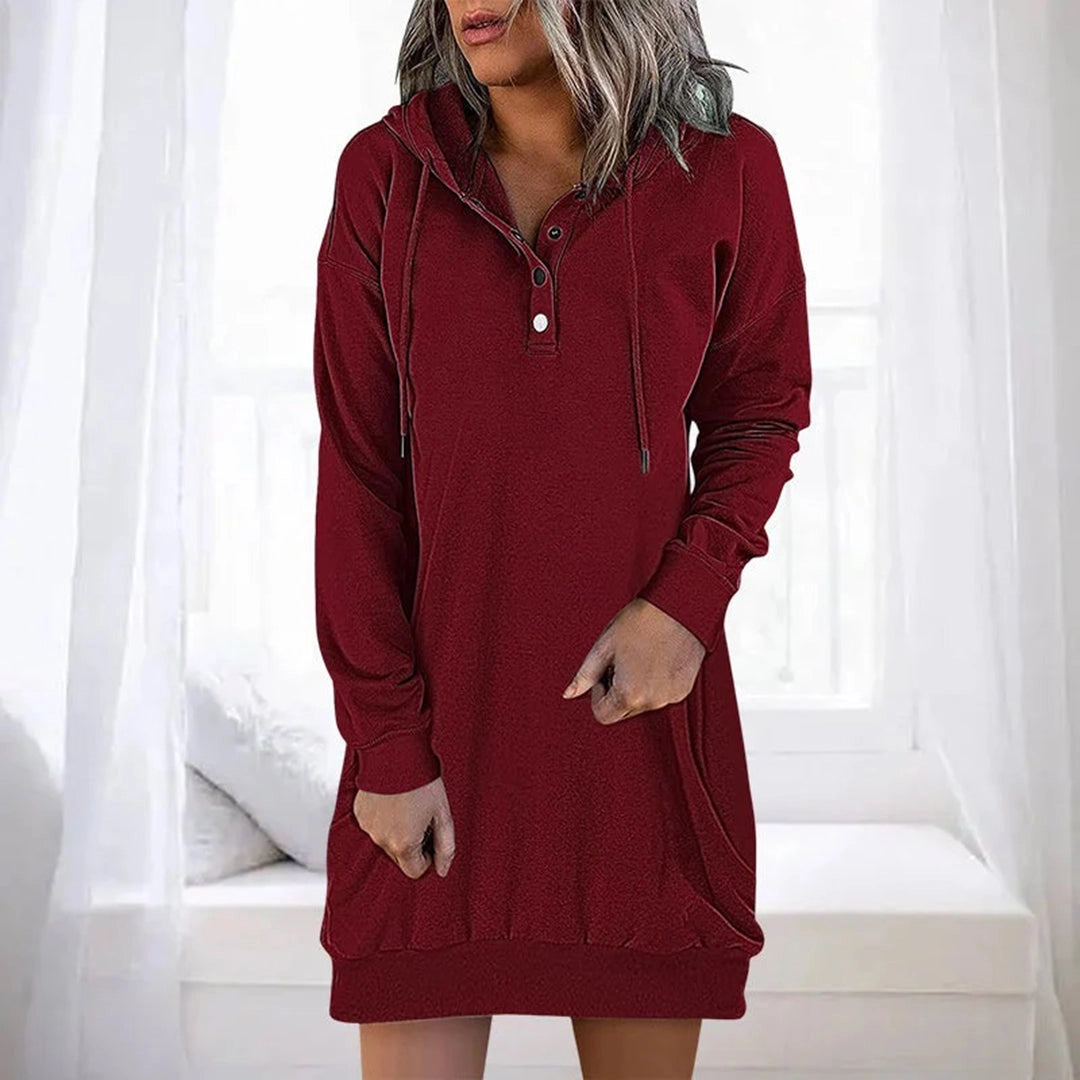 Solstice - Women's Hoodie Dress with Pockets - Long Winter Pullover