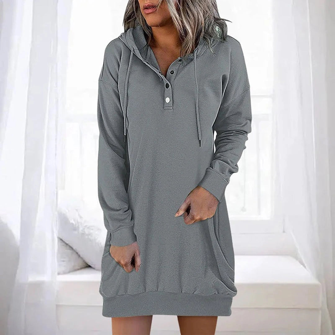 Solstice - Women's Hoodie Dress with Pockets - Long Winter Pullover