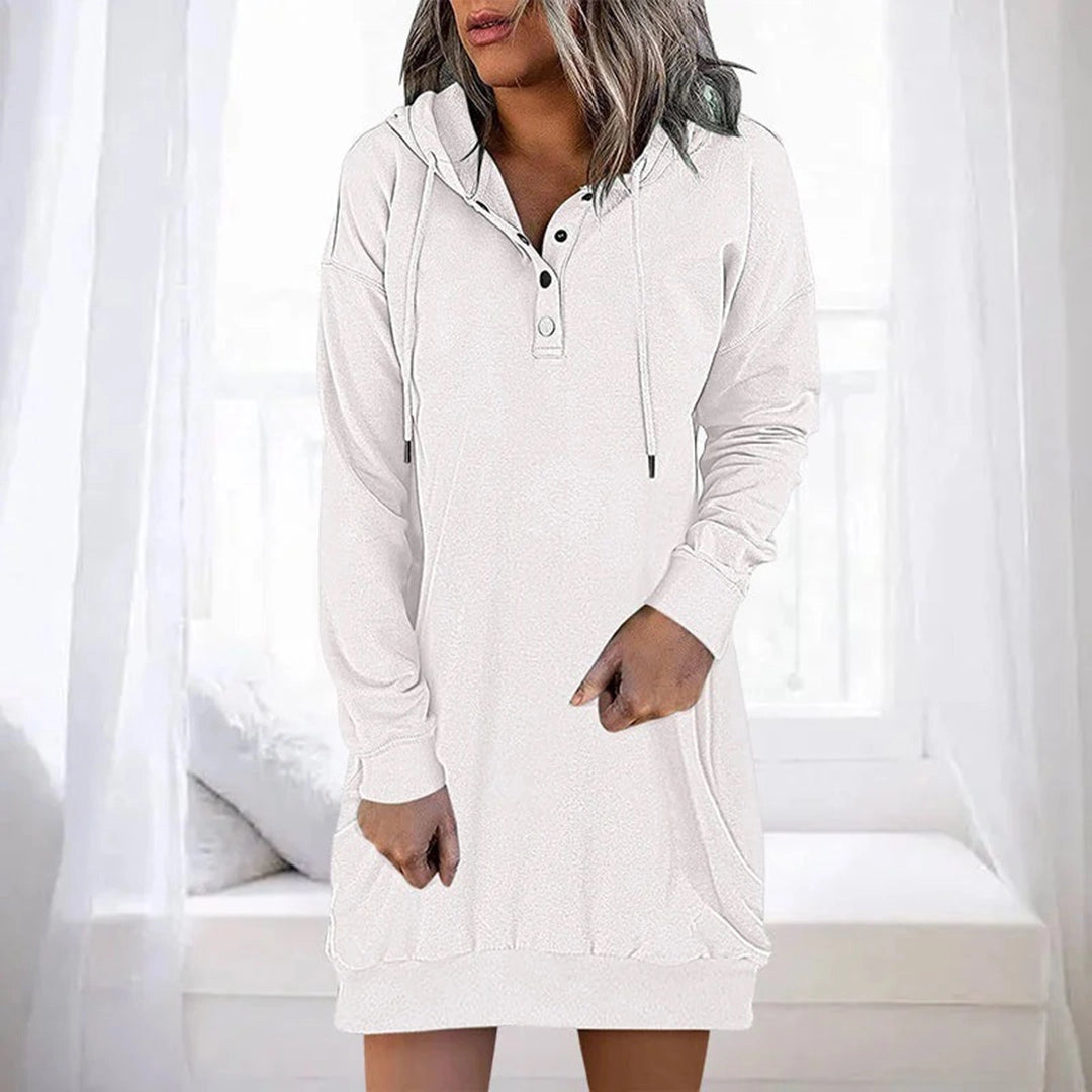 Solstice - Women's Hoodie Dress with Pockets - Long Winter Pullover