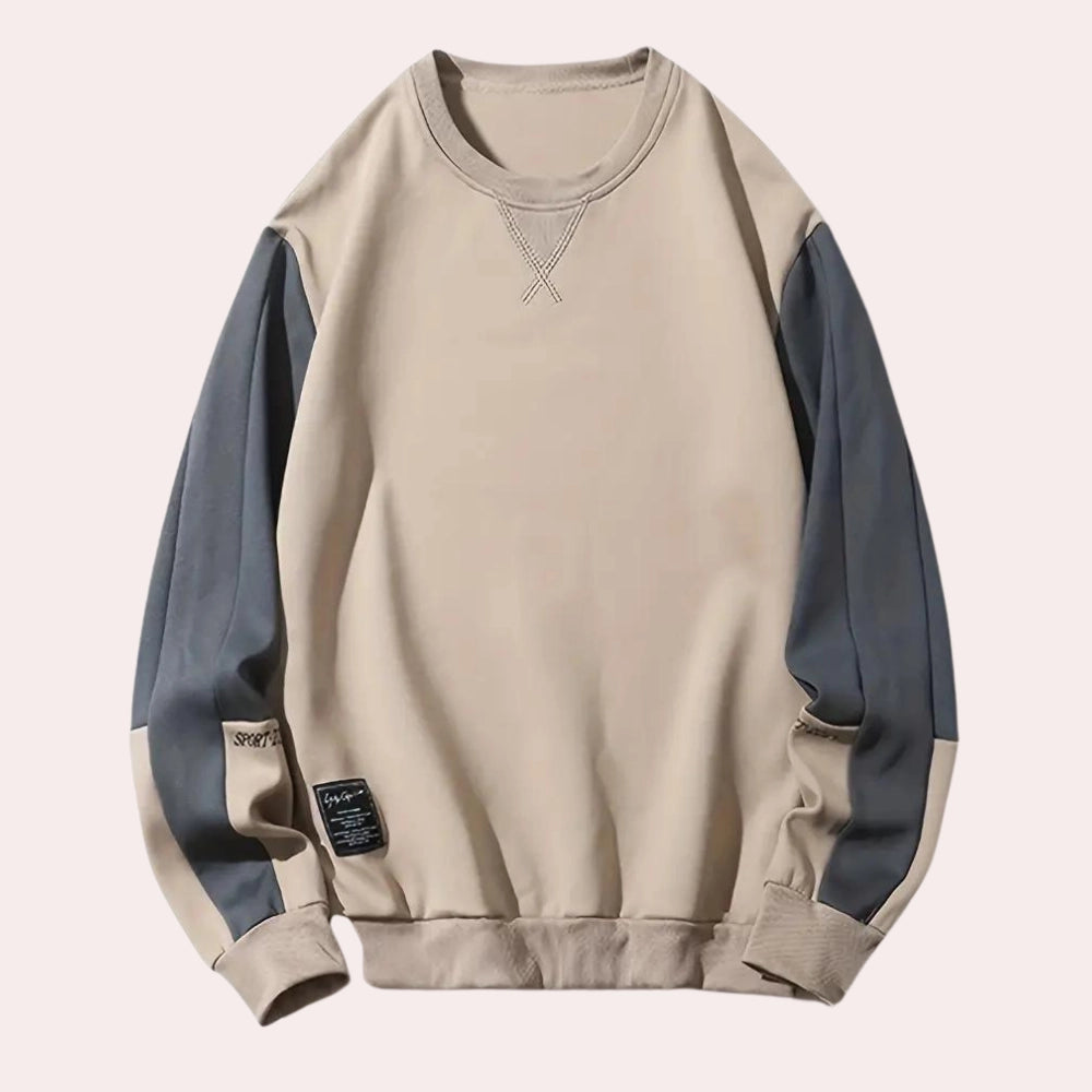 Enigma -  Men's Beige and Blue Sweatshirt - Urban Style Crewneck