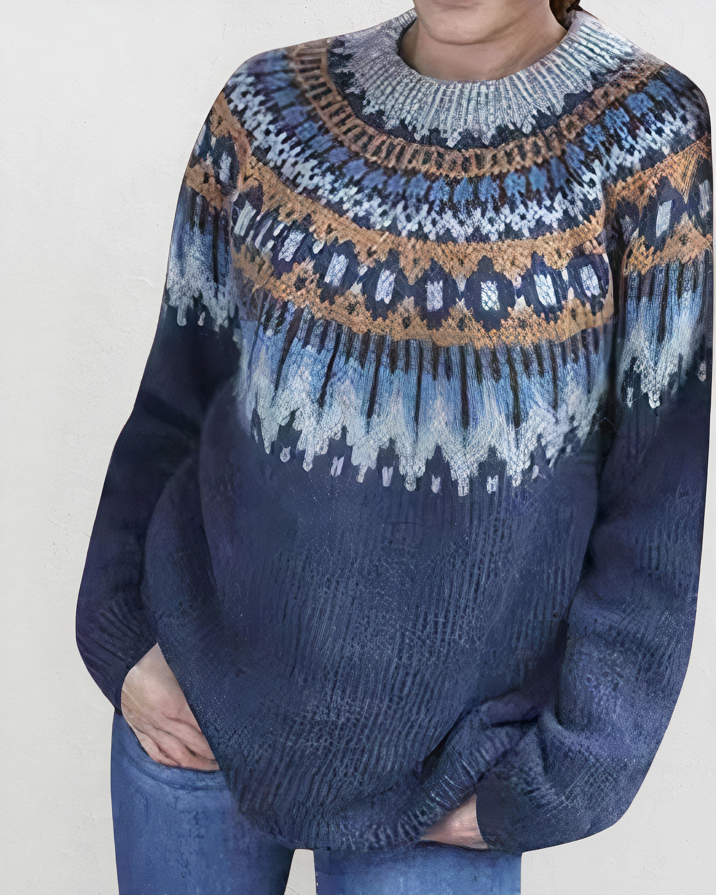 lidia | Knit Turtleneck Sweater with Stylish Print Pattern