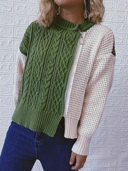 Zippra |  Knitted Sweater with Zipper