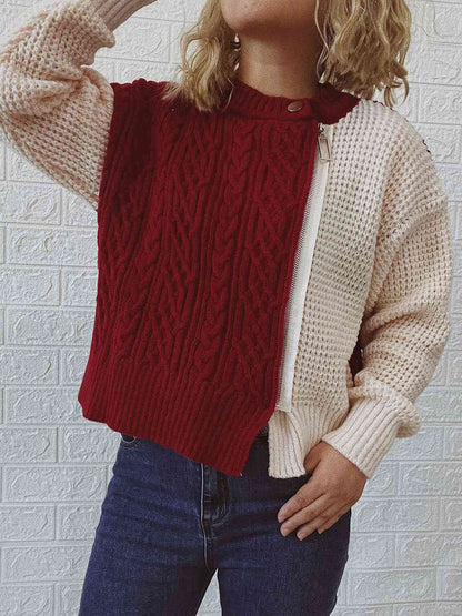 Zippra |  Knitted Sweater with Zipper