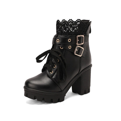 Ravelle | Stylish Lace-Up Boots with Sturdy Heel