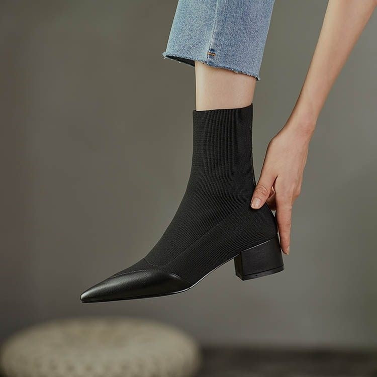 Gleam - Sock Boots with Leather Accent for Women | Stylish and Comfortable Footwear