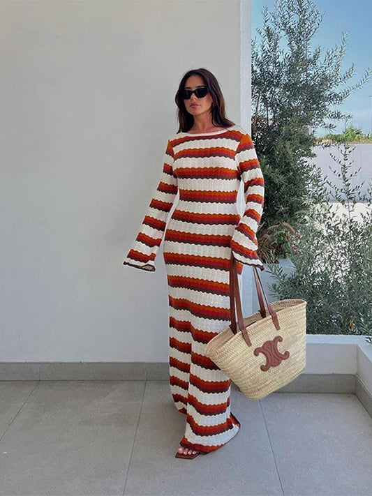 Nebula Striped Bodycon Dress | Elegant and Figure-Flattering Style