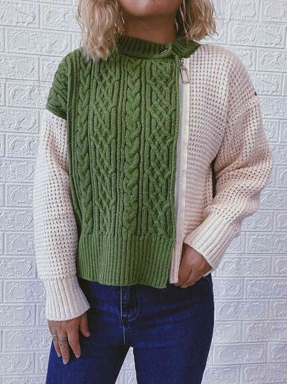 Zippra |  Knitted Sweater with Zipper